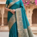 Premium quality Mashru Silk Saree With Jarkhan Stone Works & Blouse Piece.