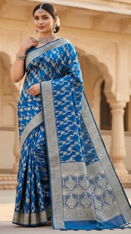 Premium quality Mashru Silk Saree With Jarkhan Stone Works & Blouse Piece.