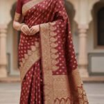 Premium quality Mashru Silk Saree in Pashmina design With Jarkhan Stone Works & Blouse Piece.