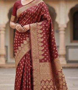 Premium quality Mashru Silk Saree in Pashmina design With Jarkhan Stone Works & Blouse Piece.
