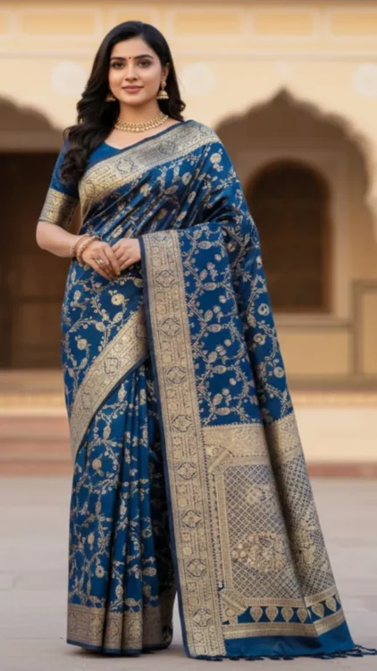Soft quality silk saree with extra laid border & Blouse Piece.