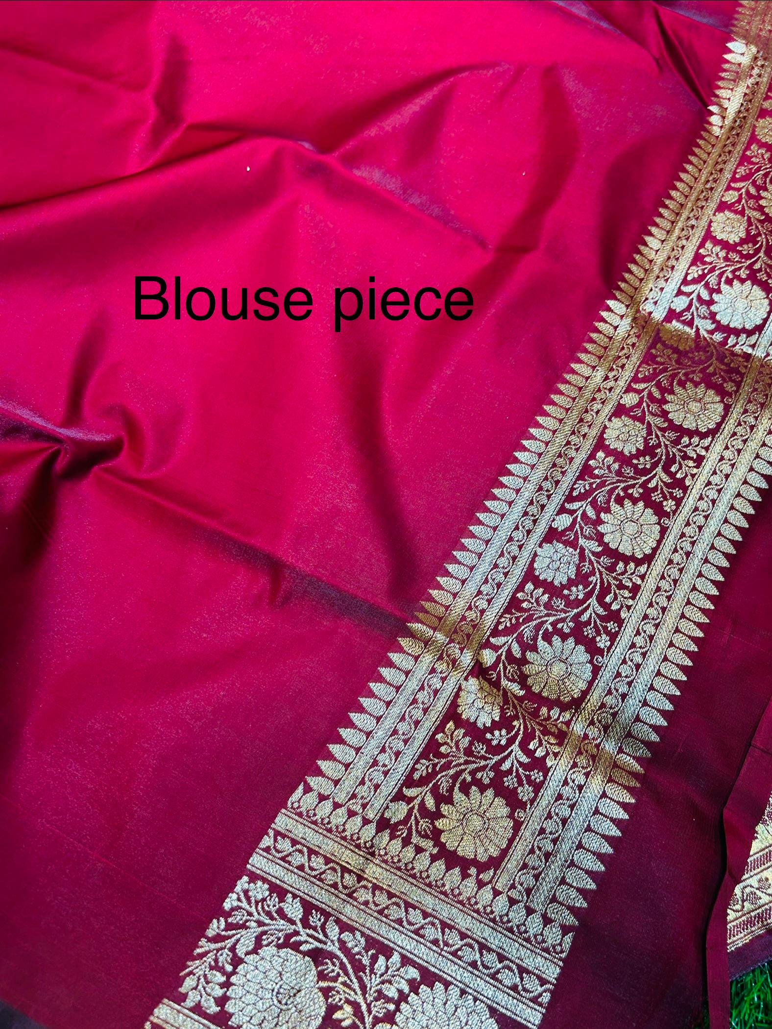 Mashru Banarasee Silk Saree in Marron colour With Blouse Piece. - Image 4