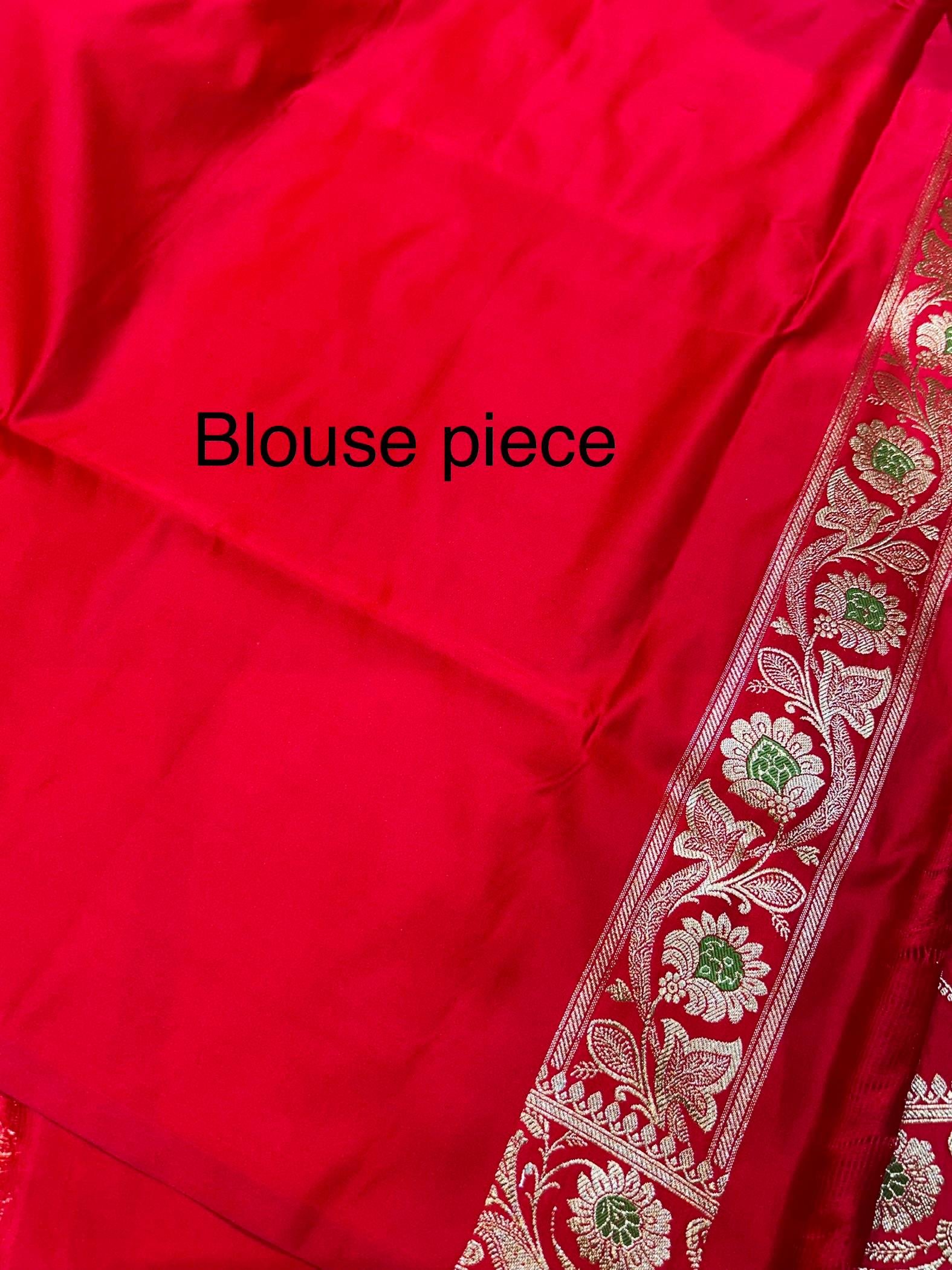 Mashru Banarasee Silk Saree in Red colour With Blouse Piece. - Image 3