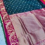 Premium quality Mashru Silk Saree in Black colour contrast open border &  Blouse Piece.