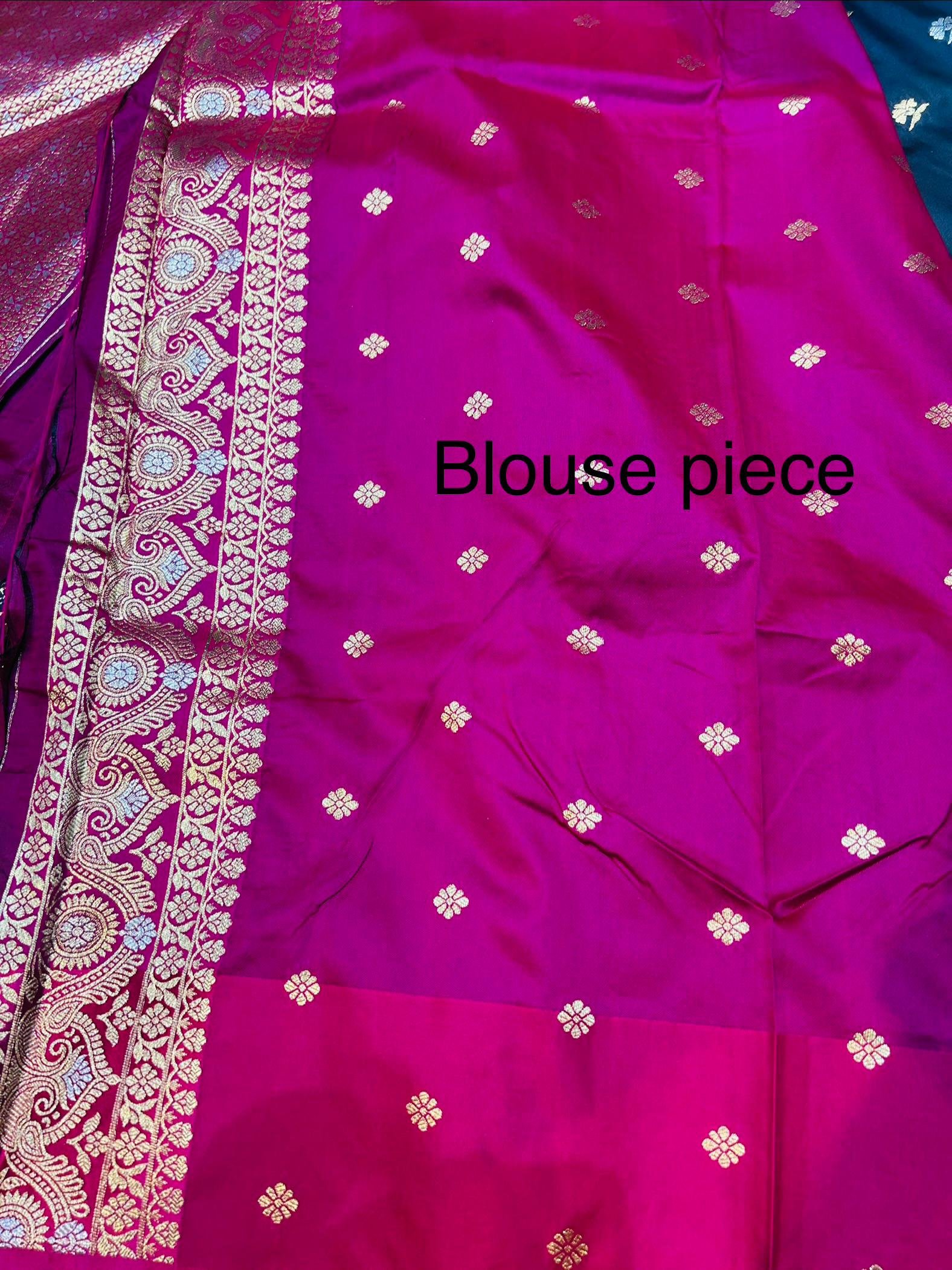 Premium quality Mashru Silk Saree in Black colour contrast open border & Blouse Piece. - Image 3