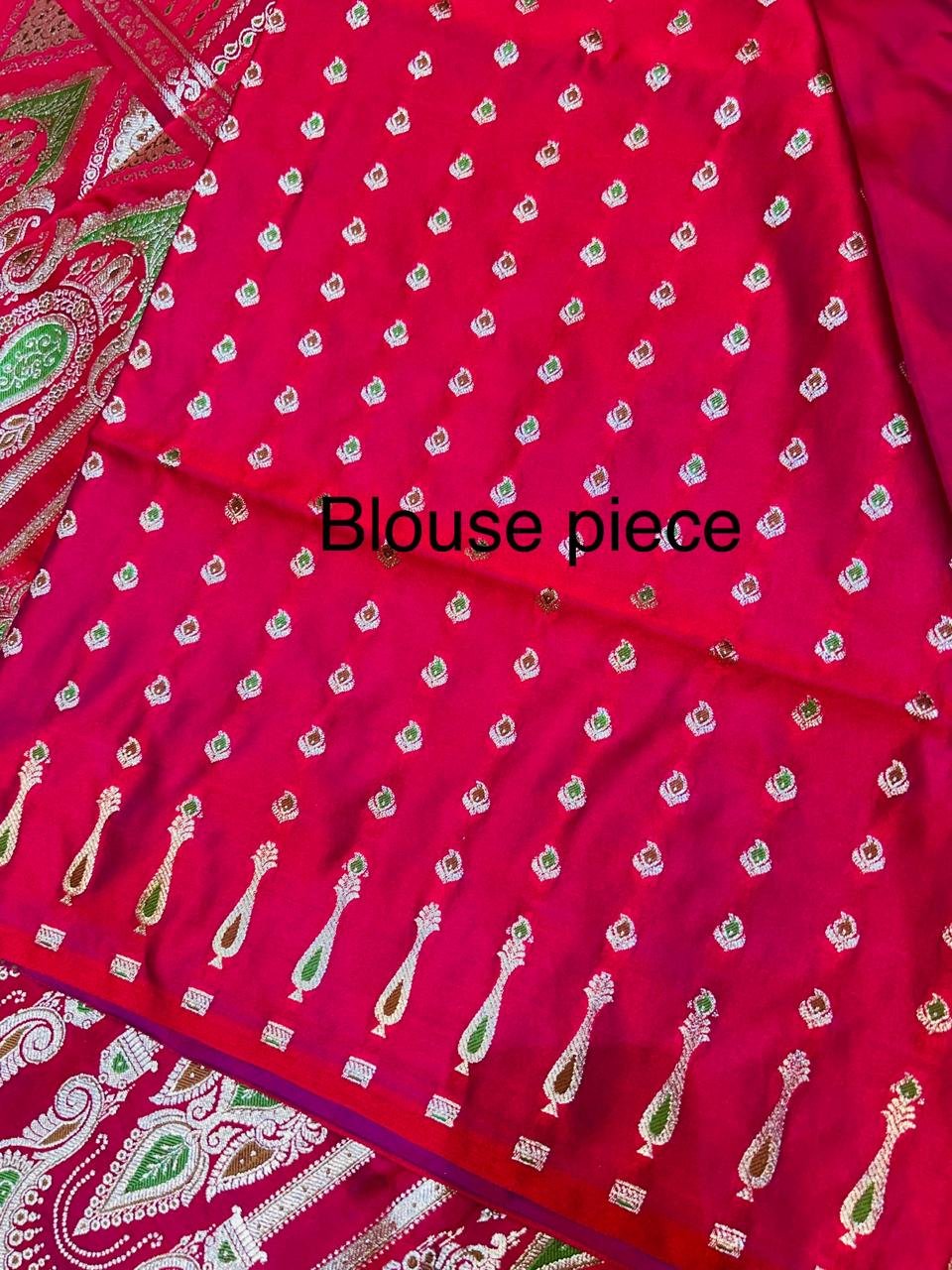 Mashru Banarasee Silk Saree in dual-tone Marron colour With Minakari works & Blouse Piece. - Image 3