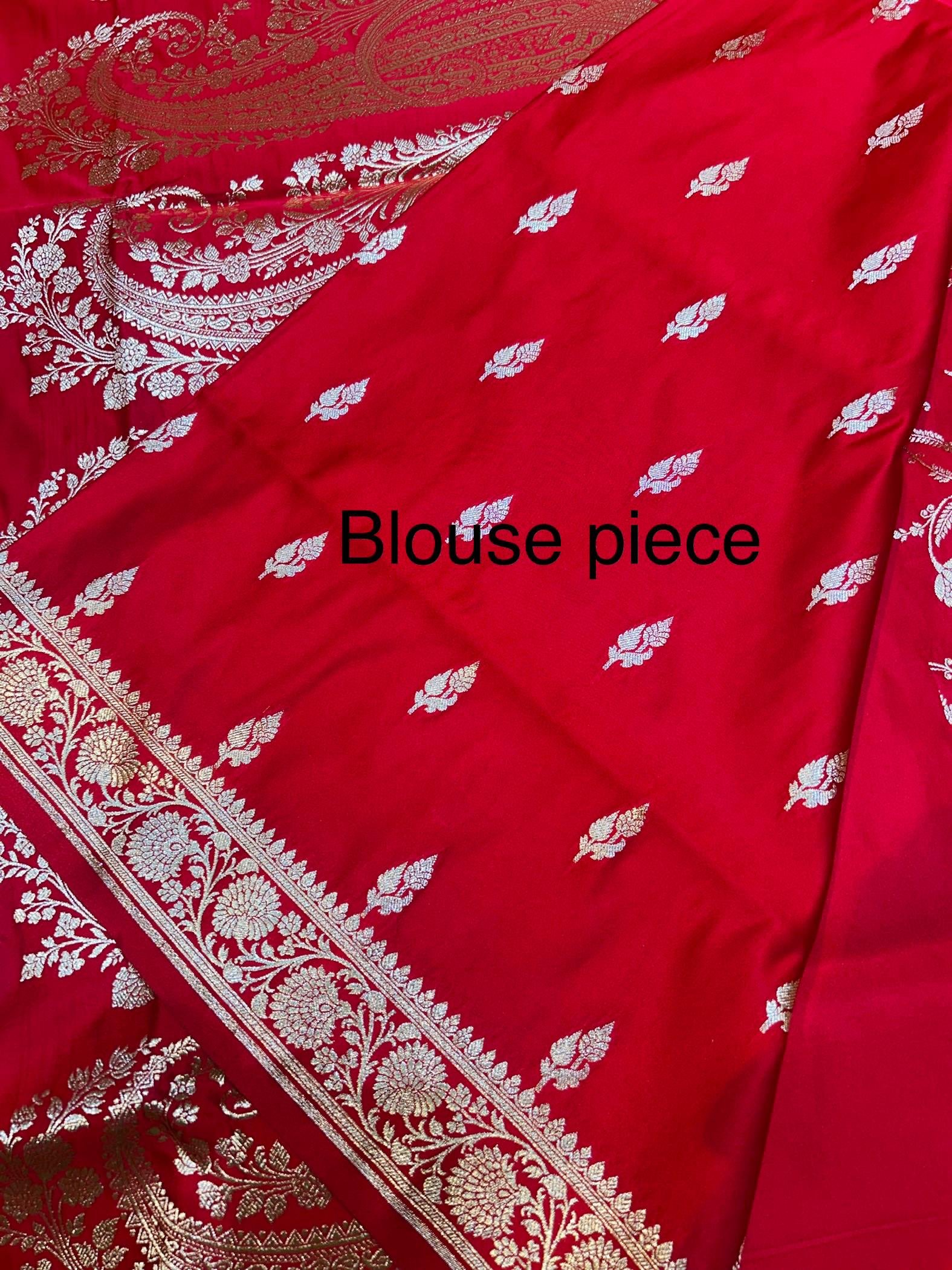 Mashru Banarasee Silk Saree in Red colour With Blouse Piece. - Image 3