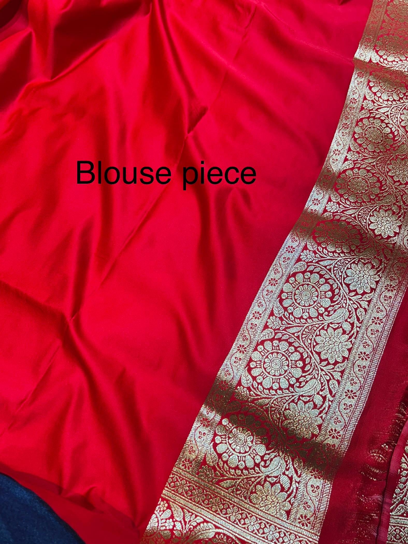 Mashru Banarasee Silk Saree in Red colour With Blouse Piece. - Image 4
