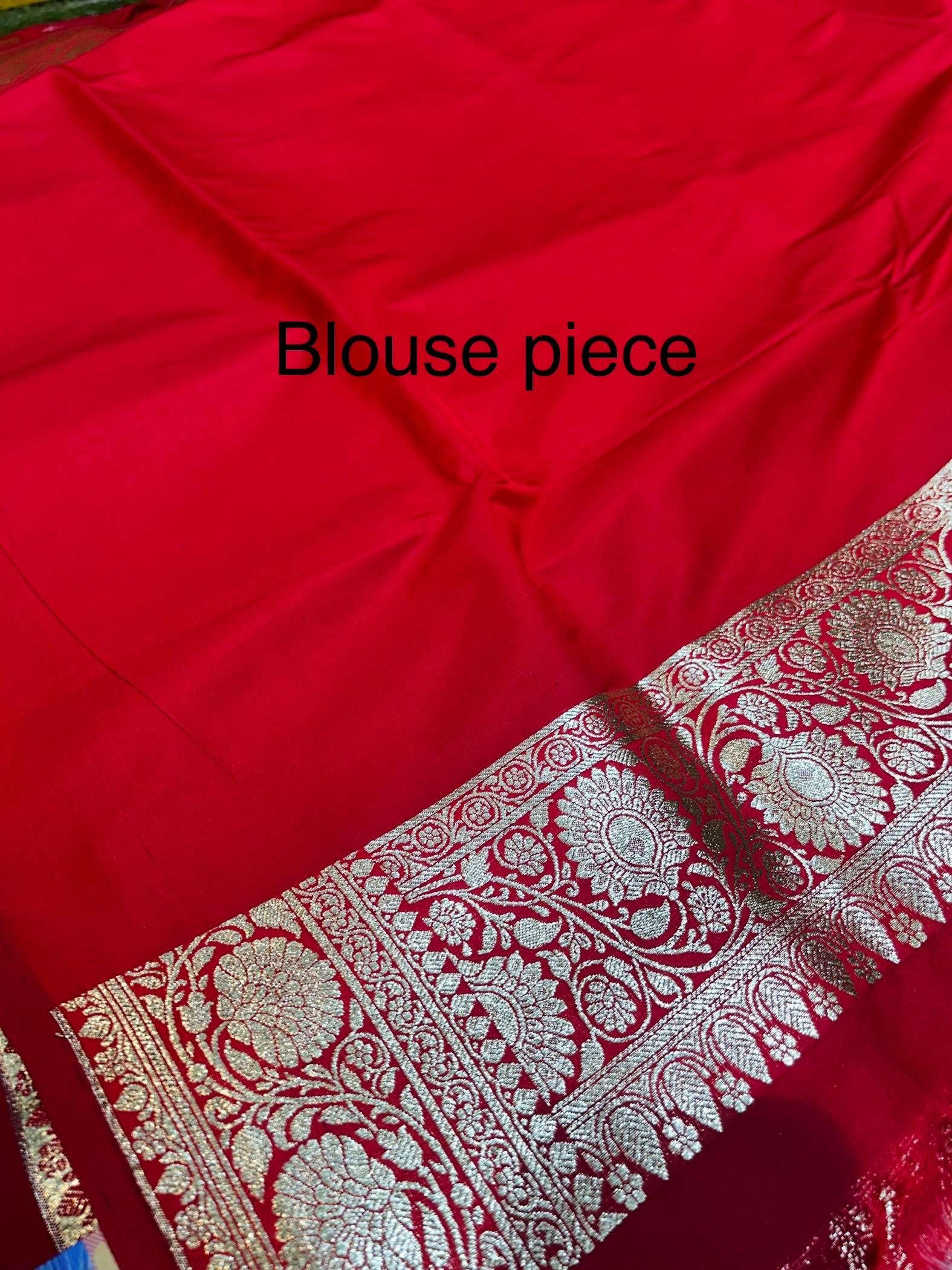 Mashru Banarasee Silk Saree in Red colour With Blouse Piece. - Image 4