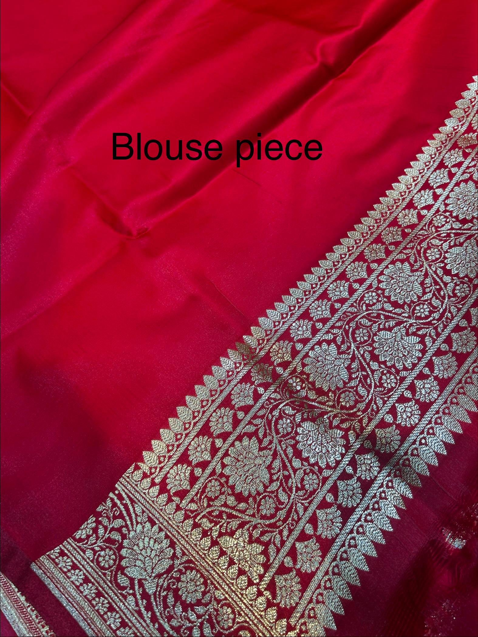 Mashru Banarasee Silk Saree in Red colour With Blouse Piece. - Image 3