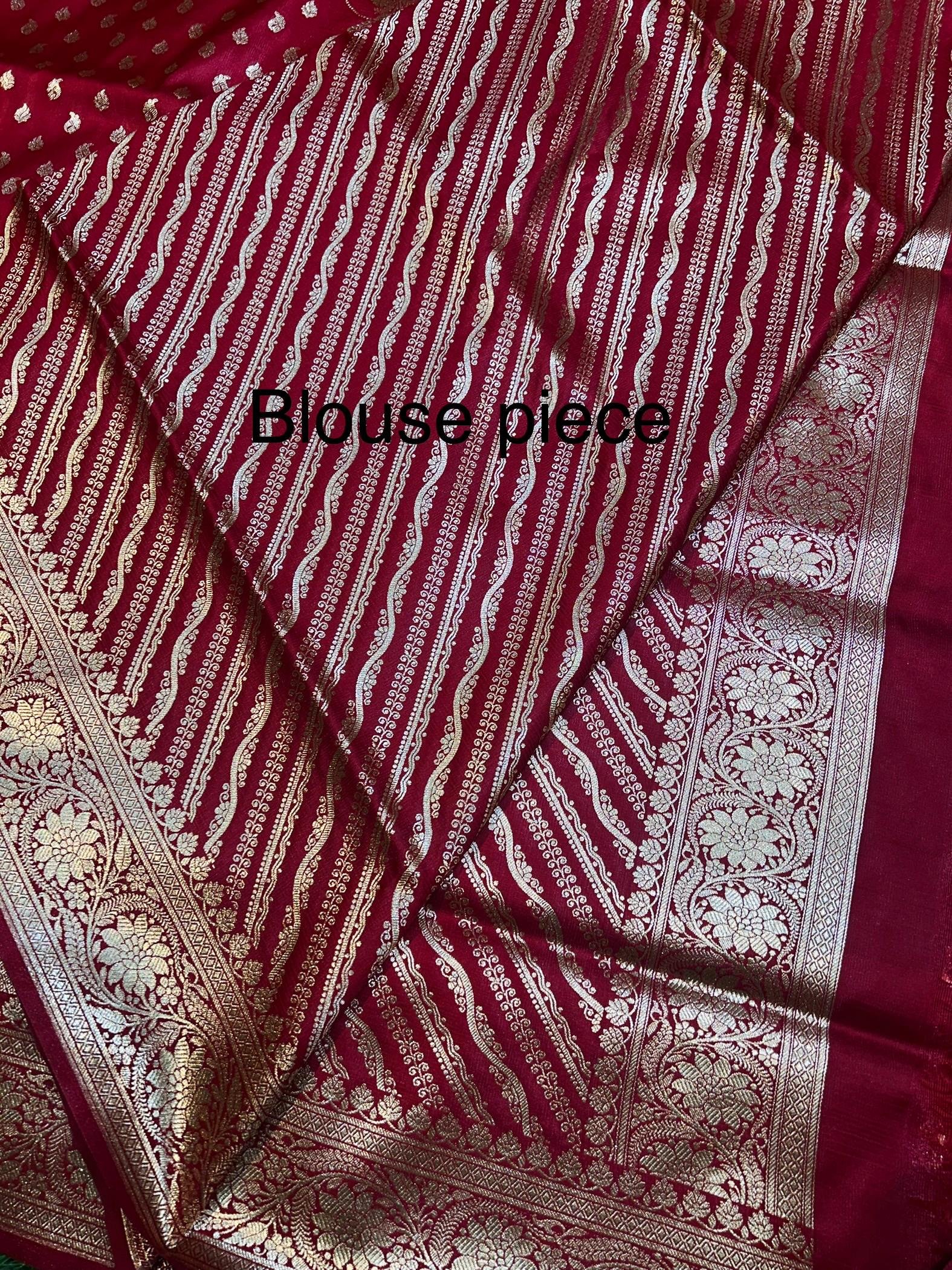 Mashru Banarasee Silk Saree in Marron colour With Blouse Piece. - Image 4