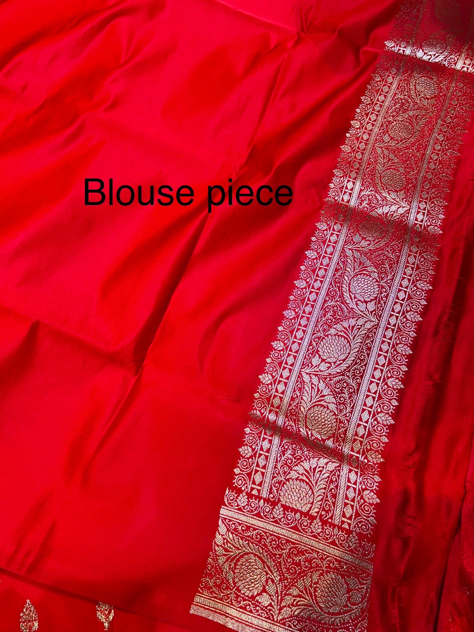 Mashru Banarasee Silk Saree in Red colour With Blouse Piece. - Image 3