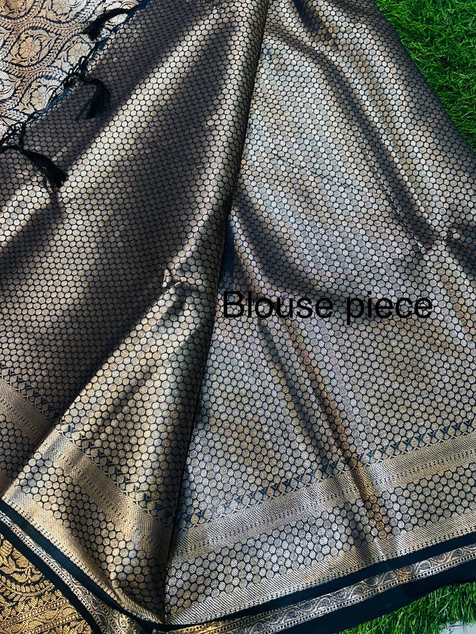 Soft quality Plain body Maheshwari silk Saree With heavy works Blouse Piece. - Image 3