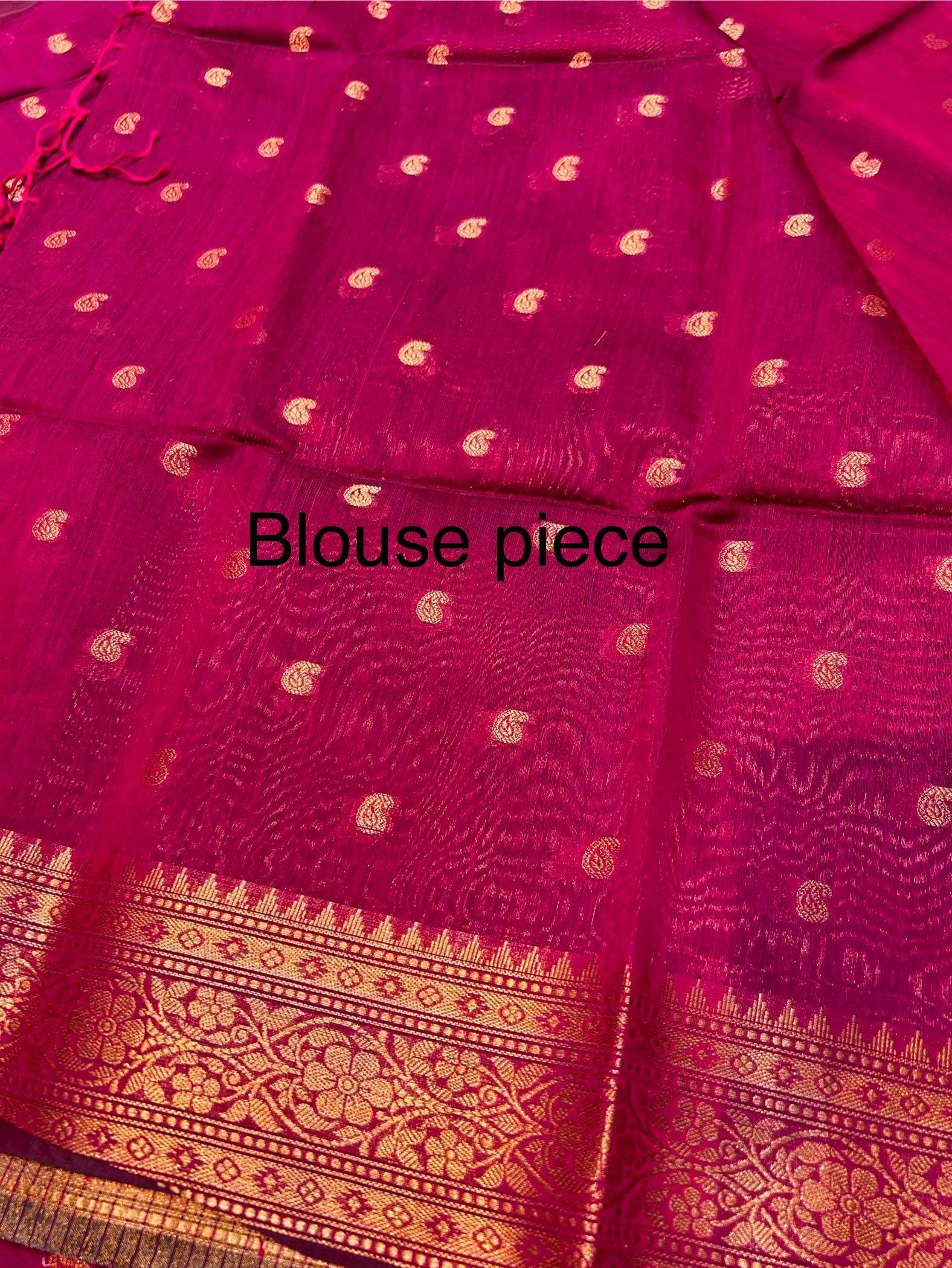 Soft quality Maheshwari Silk Saree With Blouse Piece. - Image 6