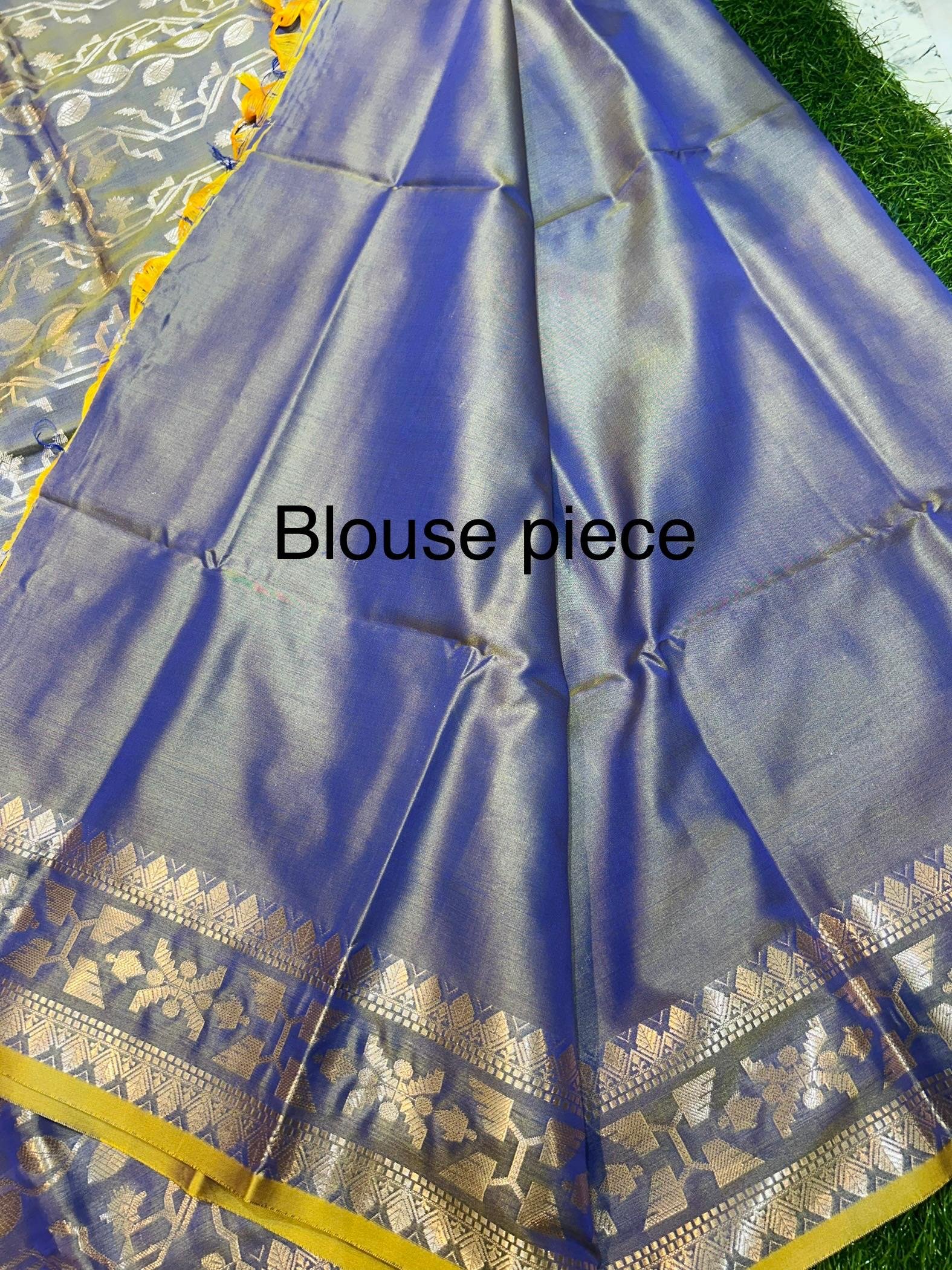 Soft Quality Samaya Silk Saree in Dual-tone Colours With Blouse Piece. - Image 5