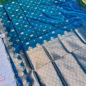 Soft quality Paithani Silk Saree in Rama Blue Colour with Blouse Piece.