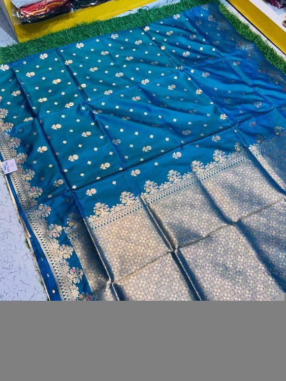 Soft quality Paithani Silk Saree in Rama Blue Colour with Blouse Piece.