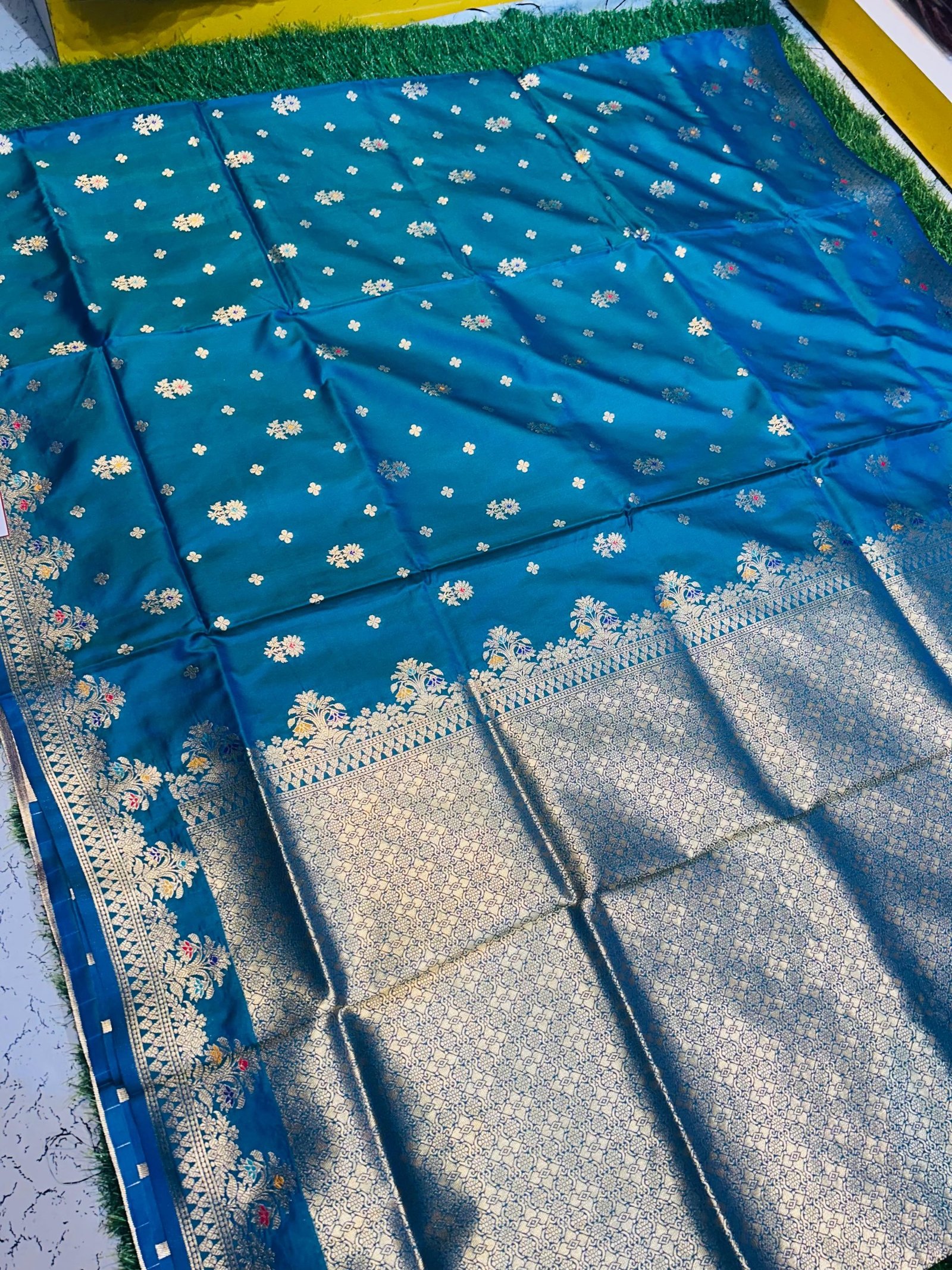 Soft quality Paithani Silk Saree in Rama Blue Colour with Blouse Piece. - Image 4