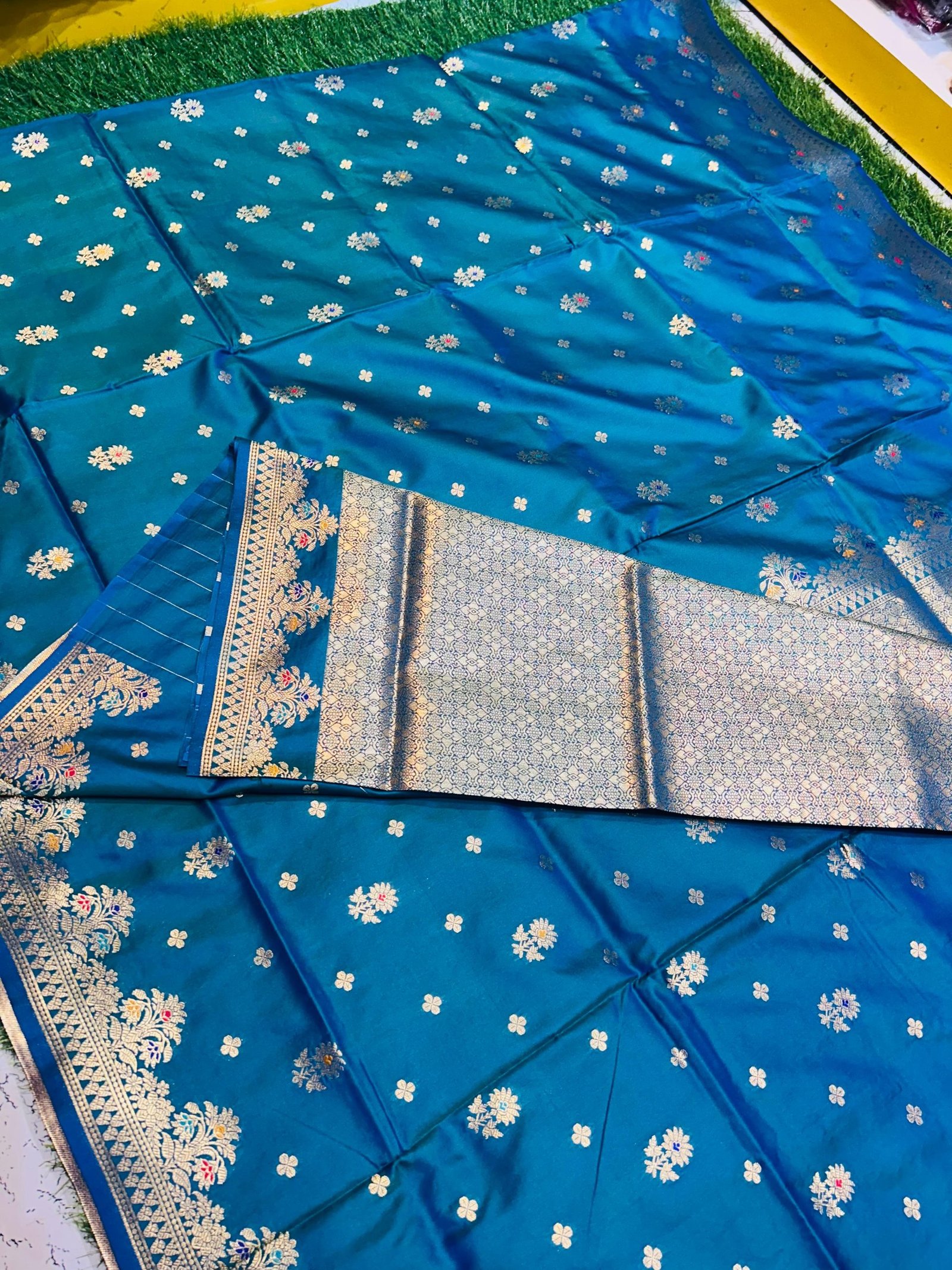 Soft quality Paithani Silk Saree in Rama Blue Colour with Blouse Piece. - Image 7
