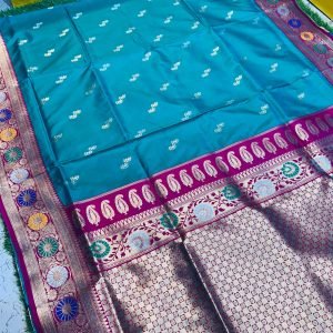 Soft quality Paithani Silk Saree with Blouse Piece.