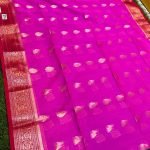 Soft quality Maheshwari Silk Saree With Contrast Border & Blouse Piece.