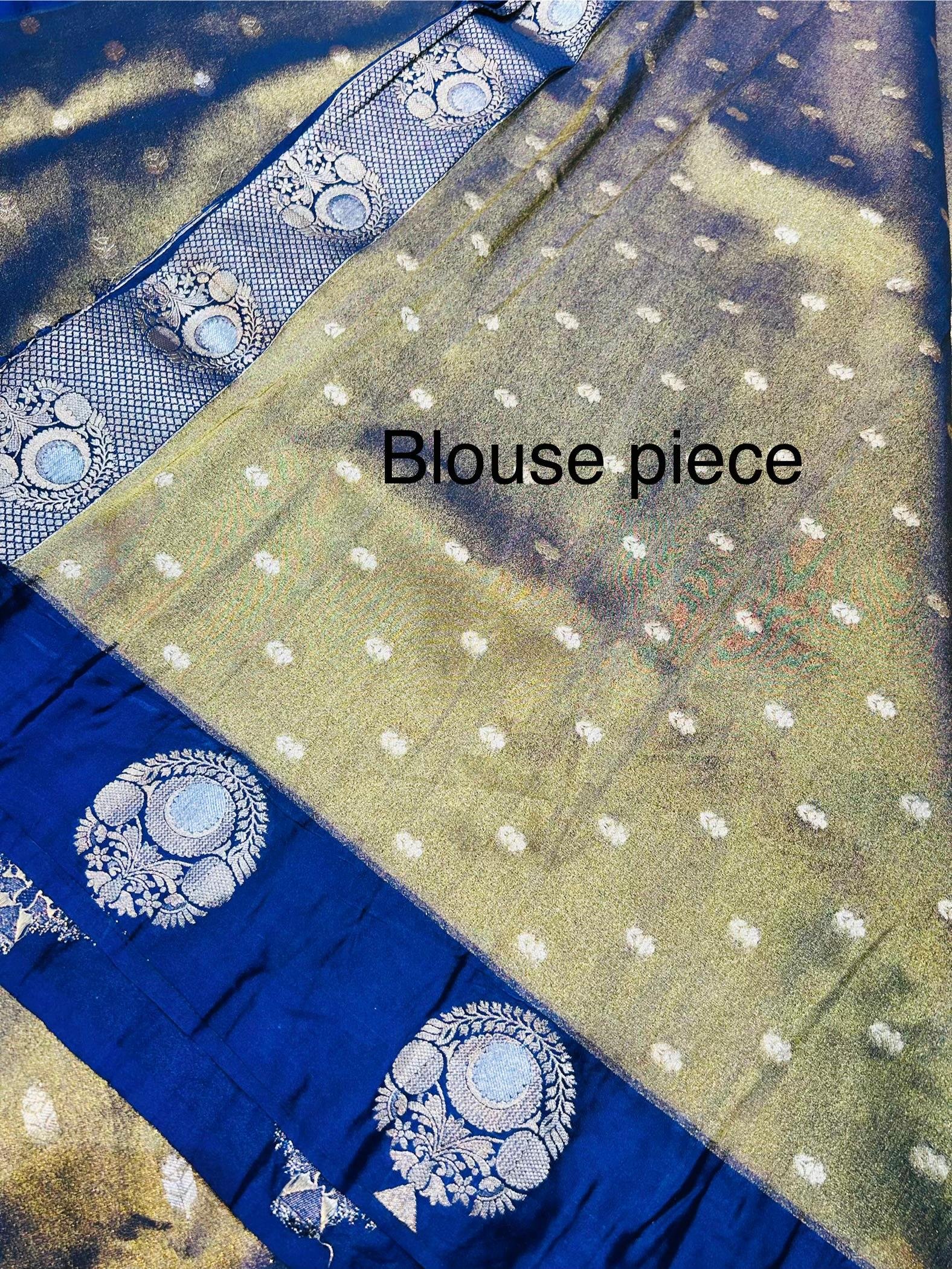 Premium quality Tissue Silk Saree with Contrast Border & Blouse Piece. - Image 3
