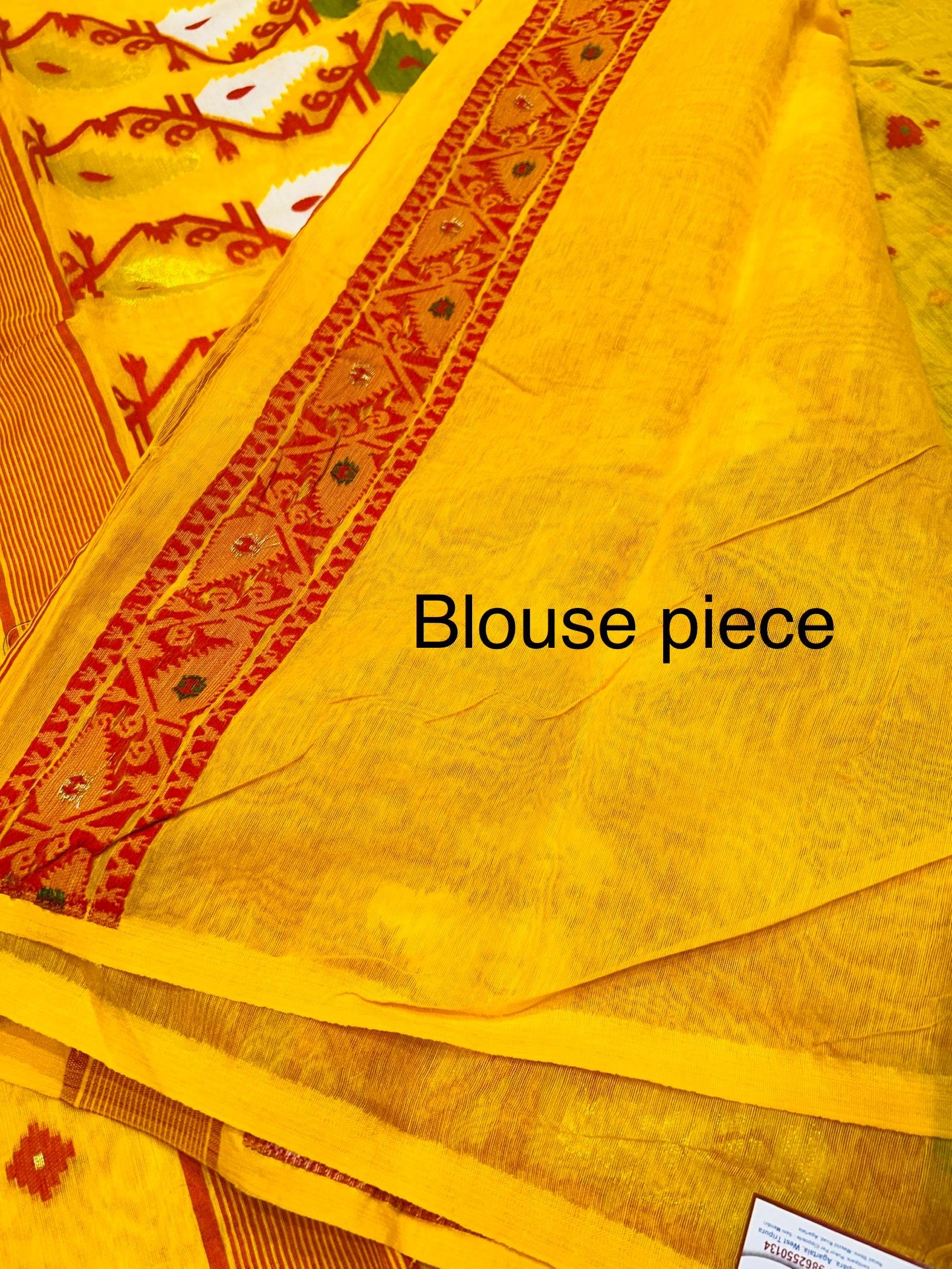 Soft Jamdhani Cotton Saree with Blouse Piece. - Image 4