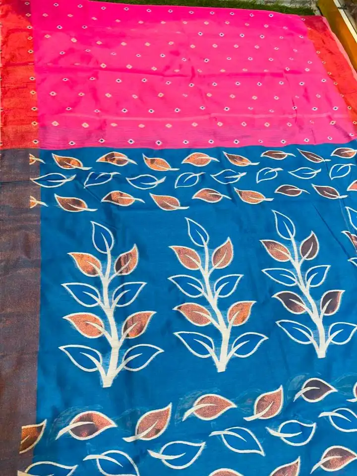 Premium quality Soft Handloom Saree with Contrast Border & Blouse Piece. - Image 6