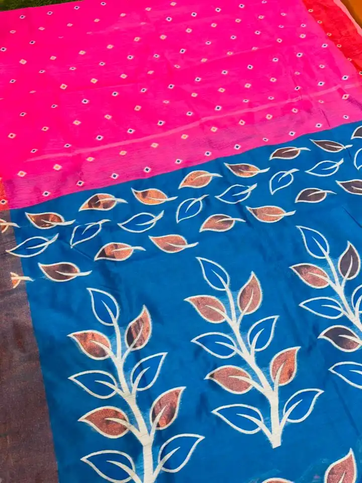 Premium quality Soft Handloom Saree with Contrast Border & Blouse Piece. - Image 3