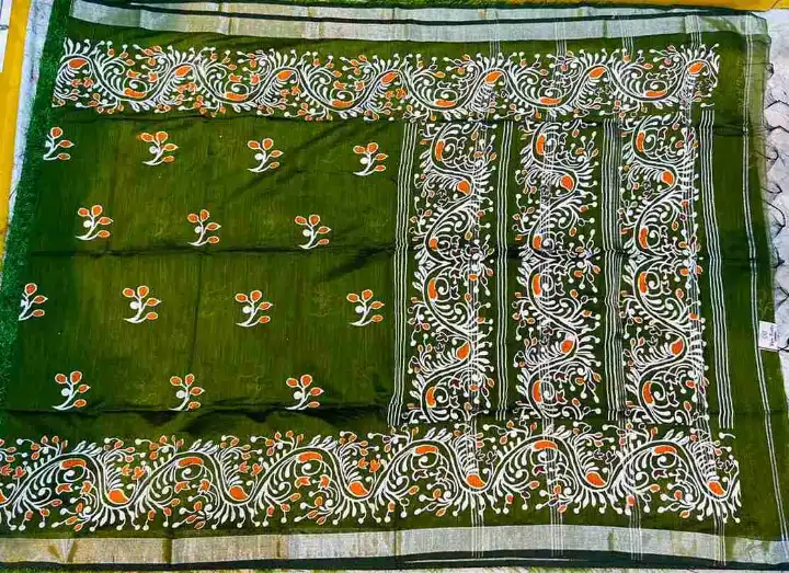 Soft quality Handloom Saree with Fabric Works & Blouse Piece. - Image 2