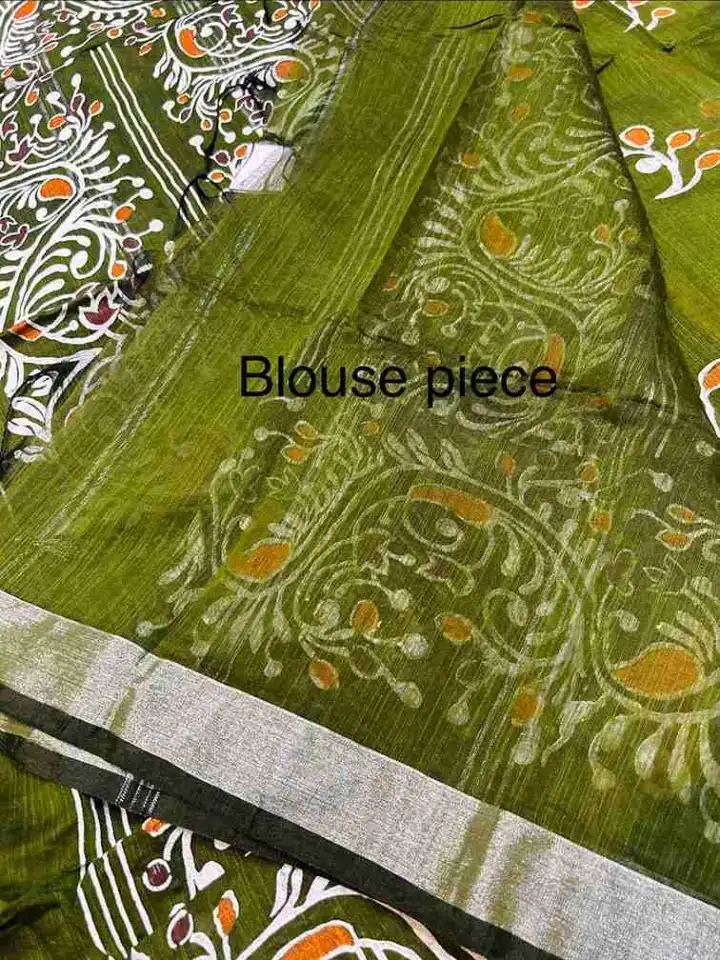 Soft quality Handloom Saree with Fabric Works & Blouse Piece. - Image 4
