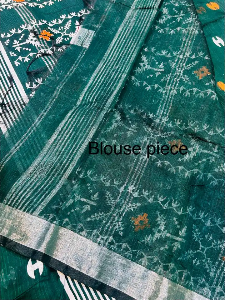 Soft quality Handloom Saree with Fabric Works & Blouse Piece. - Image 4
