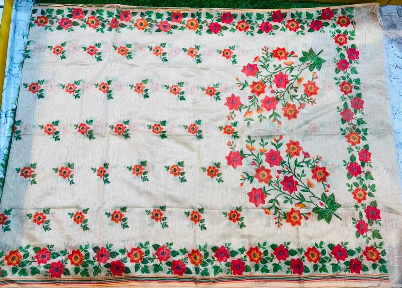 Soft quality Handloom Saree in Prints Works with Blouse Piece. - Image 2