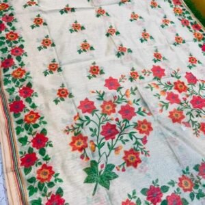 Soft quality Handloom Saree in Prints Works with Blouse Piece.
