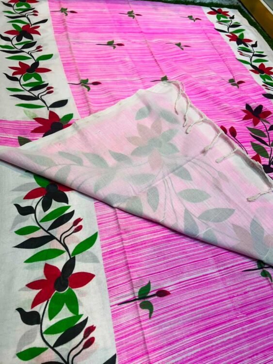 Soft quality Handloom Saree in Prints works with Blouse Piece. - Image 4