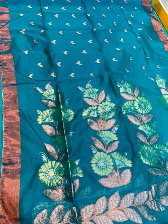 Premium quality Tissue Handloom Saree with Blouse Piece.