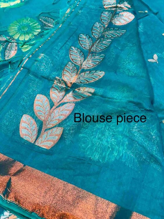 Premium quality Tissue Handloom Saree with Blouse Piece. - Image 3
