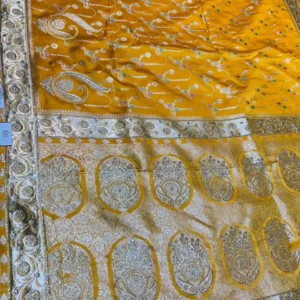 Premium quality Mashru Silk Saree With Jarkhan Stone Works & Blouse Piece.