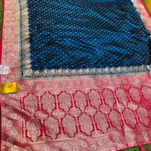 Premium quality Mashru Silk Saree With Jarkhan Stone Works & Blouse Piece.