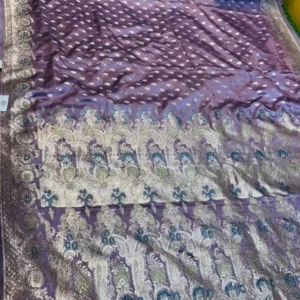 Premium quality Mashru Silk Saree With Jarkhan Stone Works & Blouse Piece.