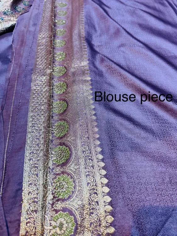 Premium quality Mashru Silk Saree With Jarkhan Stone Works & Blouse Piece. - Image 3