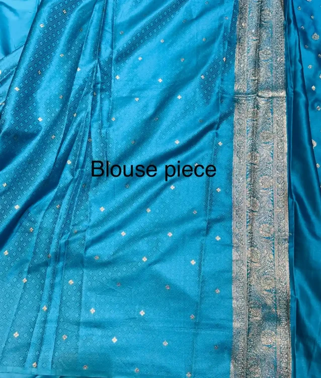 Premium quality Mashru Silk Saree With Jarkhan Stone Works & Blouse Piece. - Image 3