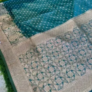 Premium quality Mashru Silk Saree With Jarkhan Stone Works & Blouse Piece.