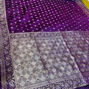 Premium quality Mashru Silk Saree With Jarkhan Stone Works & Blouse Piece.
