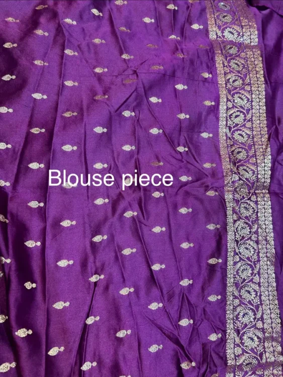 Premium quality Mashru Silk Saree With Jarkhan Stone Works & Blouse Piece. - Image 4
