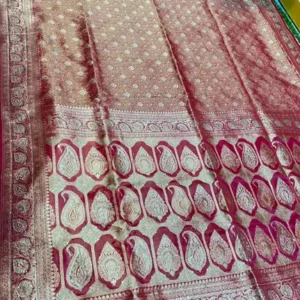 Premium quality Mashru Silk Saree in Pashmina design With Jarkhan Stone Works & Blouse Piece.
