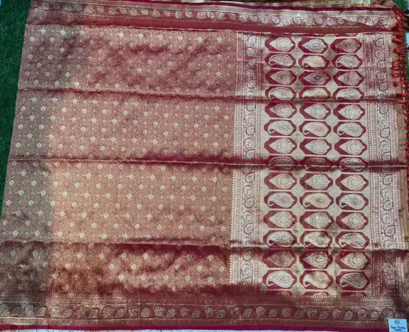 Premium quality Mashru Silk Saree in Pashmina design With Jarkhan Stone Works & Blouse Piece. - Image 2