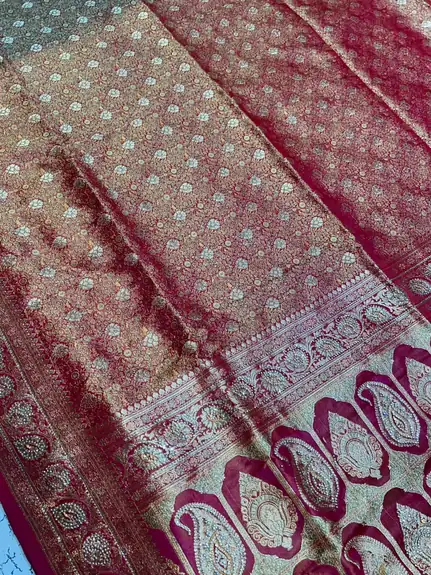 Premium quality Mashru Silk Saree in Pashmina design With Jarkhan Stone Works & Blouse Piece. - Image 4