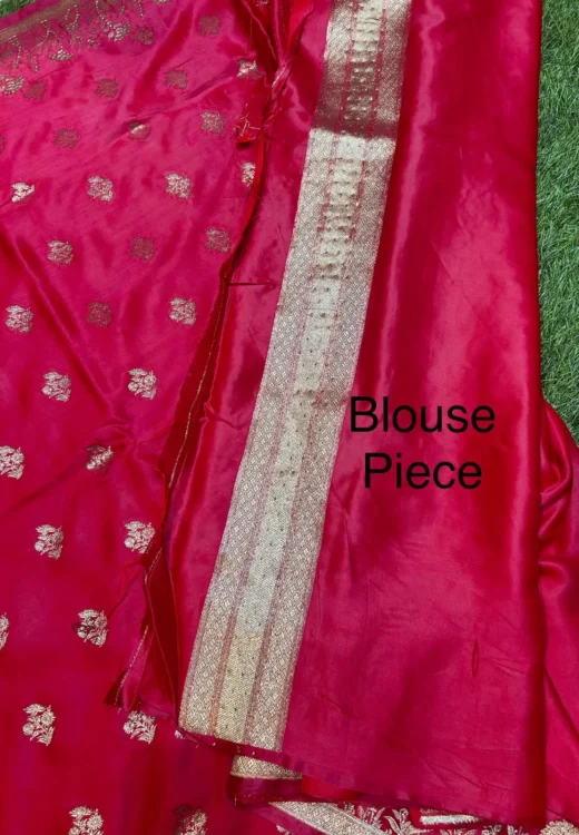 Premium quality Mashru Silk Saree With Jarkhan Stone Works & Blouse Piece. - Image 4
