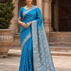 Premium quality Mashru Silk Saree With Jarkhan Stone Works & Blouse Piece.